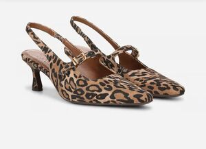 Naturalizer GEMINI MARY JANE SLINGBACK Kitten Heels Leopard Print Suede 8